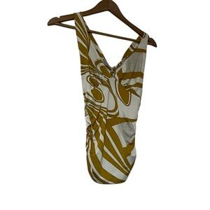 Papaya Brand Gold And White Halter Top Women’s Size Medium Summer Fun Top